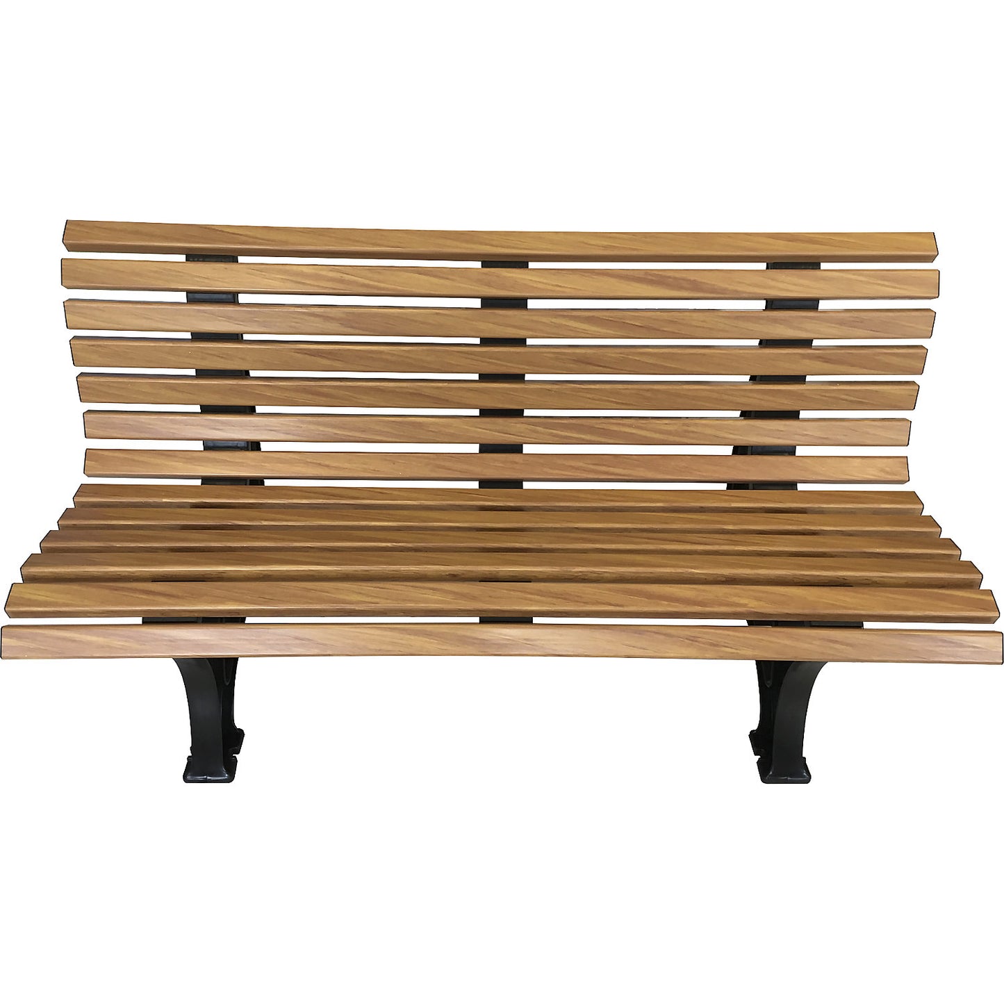 Park bench made of plastic, with 13 slats, width 1500 mm, wood finish.