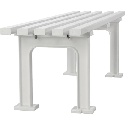 Seating bench without backrest, with 5 slats, length 1500 mm, white.