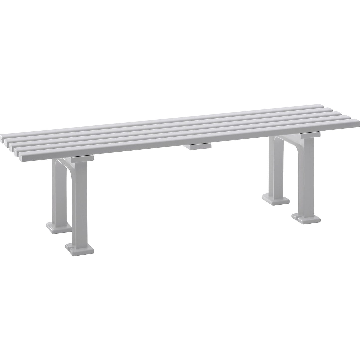 Seating bench without backrest, with 5 slats, length 1500 mm, white.