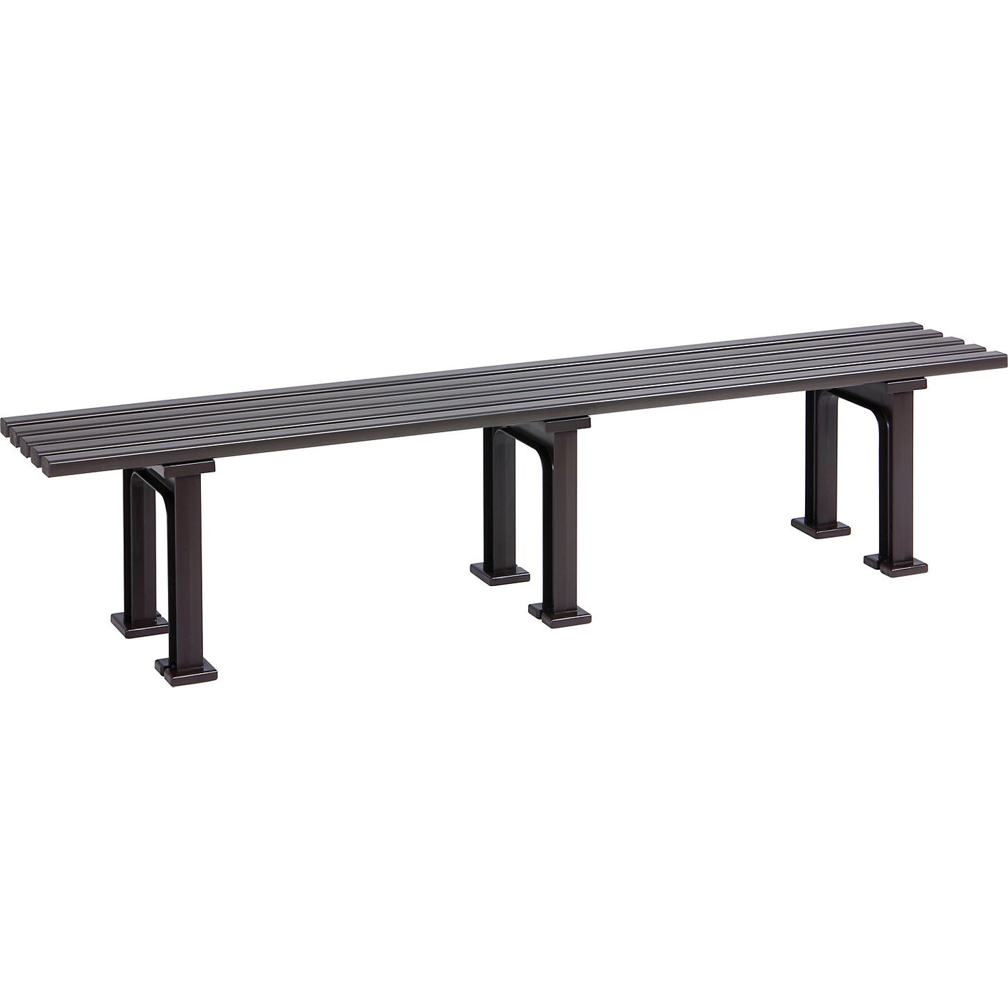 Seating bench without backrest, with 5 slats, length 2000 mm, brown.