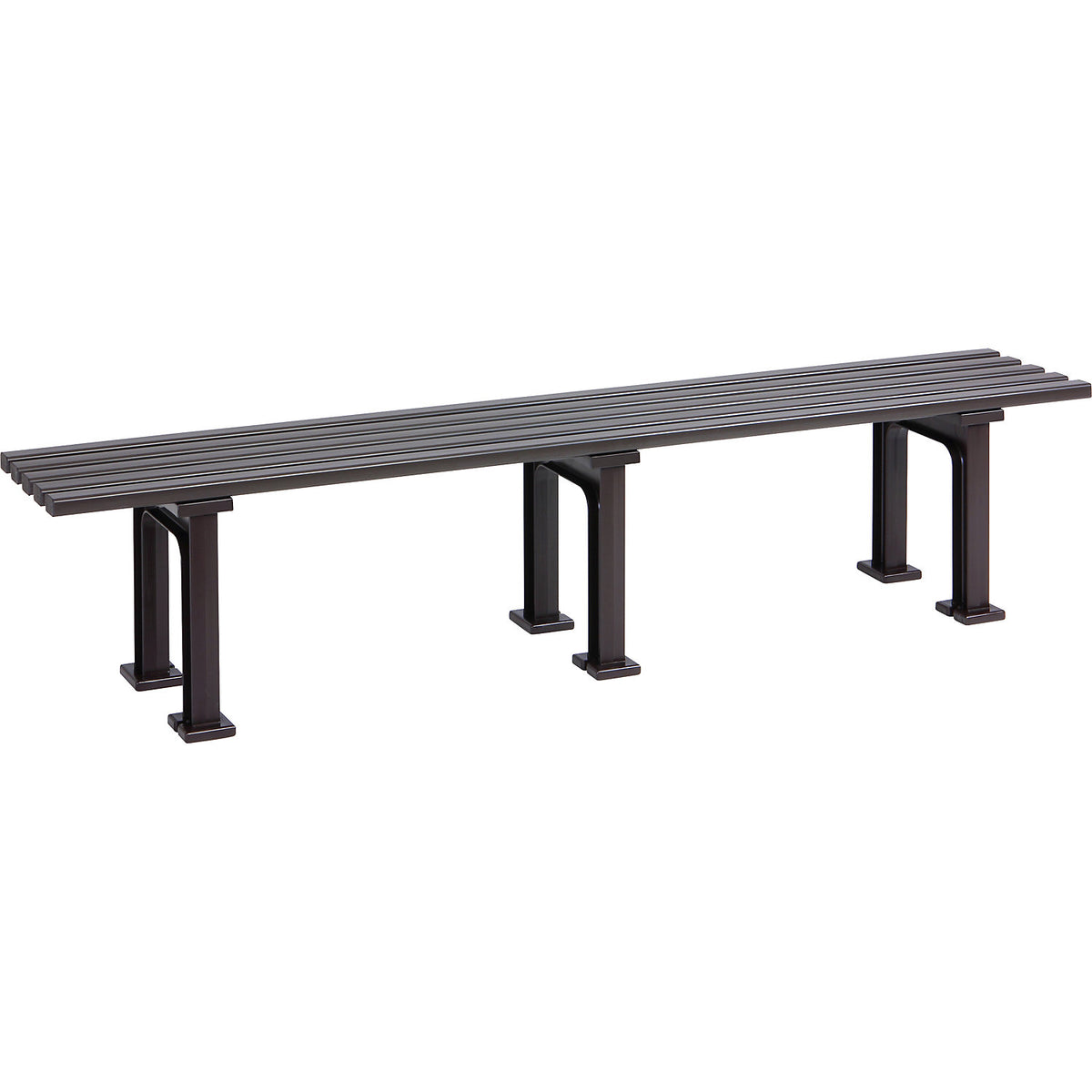 Seating bench without backrest, with 5 slats, length 2000 mm, brown.