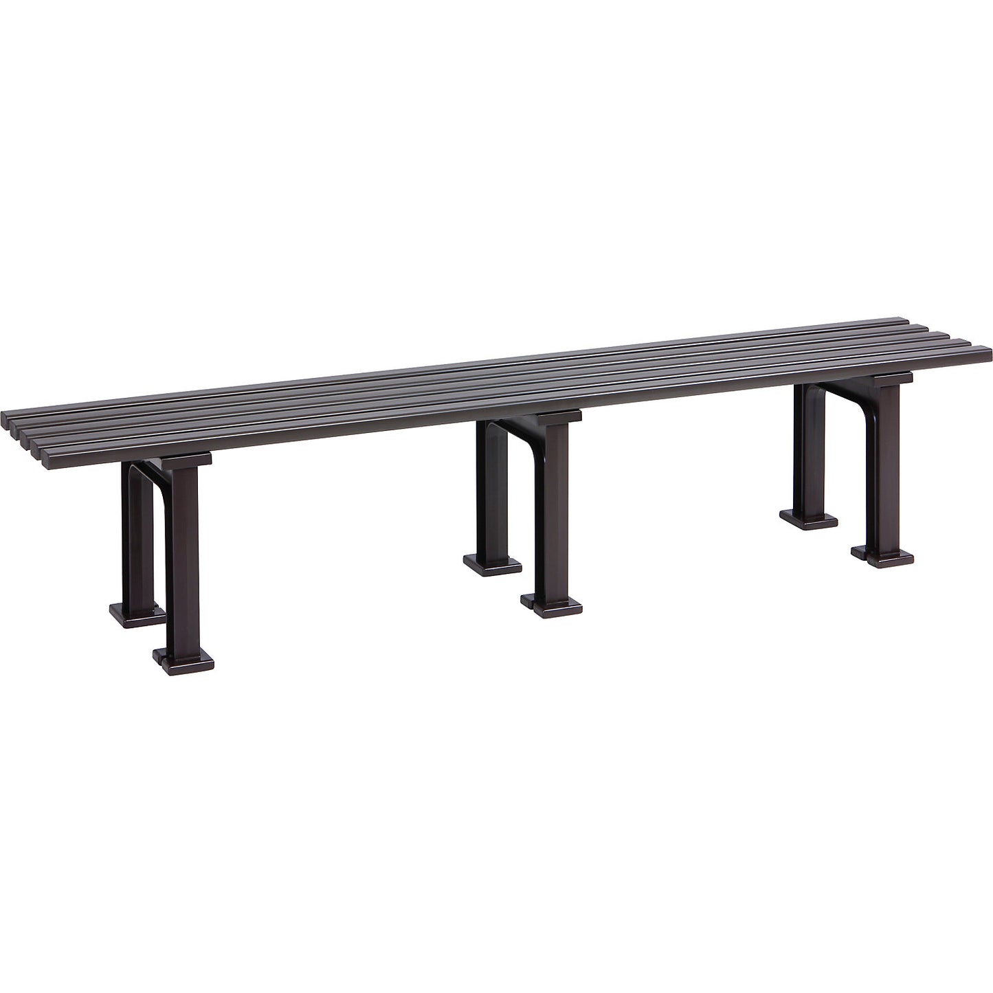 Seating bench without backrest, with 5 slats, length 2000 mm, brown.