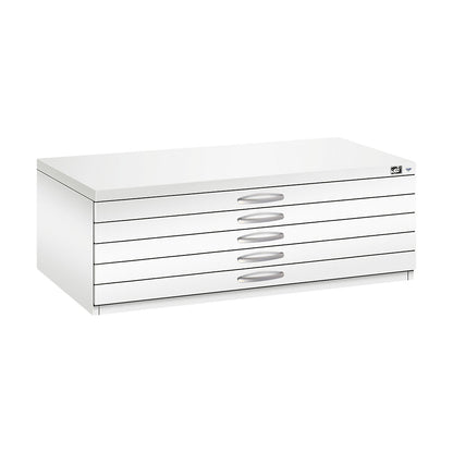 Drawing cabinet, A1, 5 drawers, height 420 mm, traffic white.