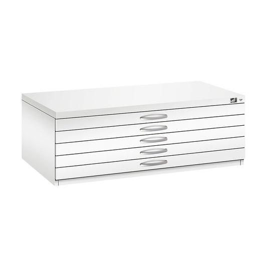 Drawing cabinet, A1, 5 drawers, height 420 mm, traffic white.