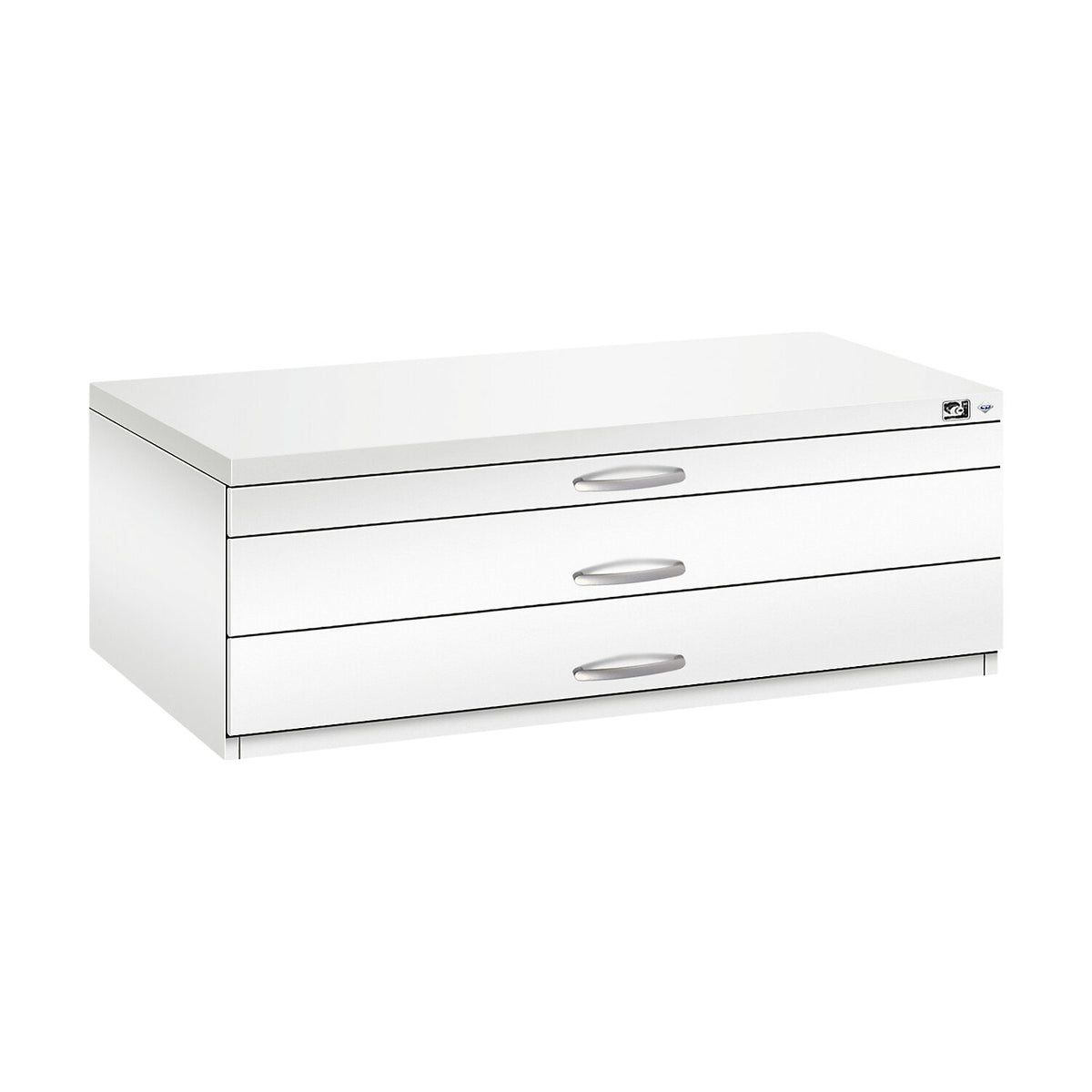 Drawing cabinet, A1, 3 drawers, height 420 mm, traffic white.