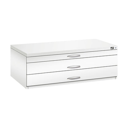 Drawing cabinet, A1, 3 drawers, height 420 mm, traffic white.