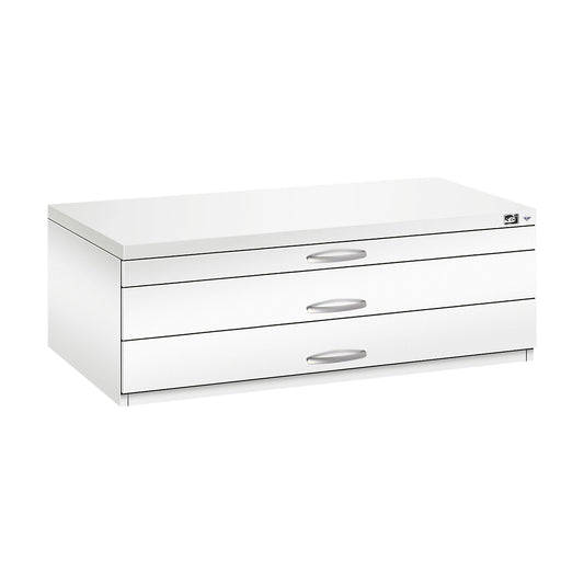 Drawing cabinet, A1, 3 drawers, height 420 mm, traffic white.