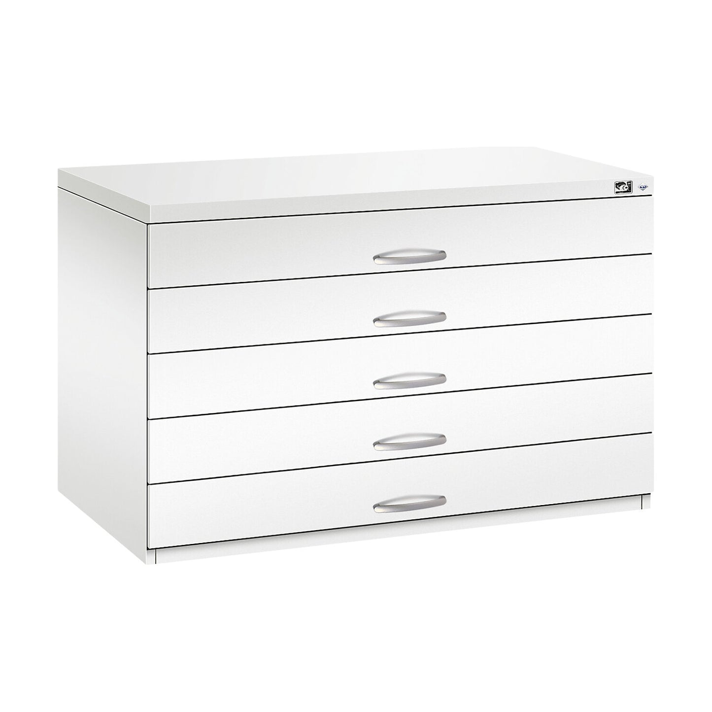 Drawing cabinet, A1, 5 drawers, height 760 mm, traffic white.