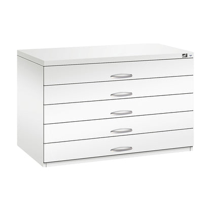 Drawing cabinet, A1, 5 drawers, height 760 mm, traffic white.
