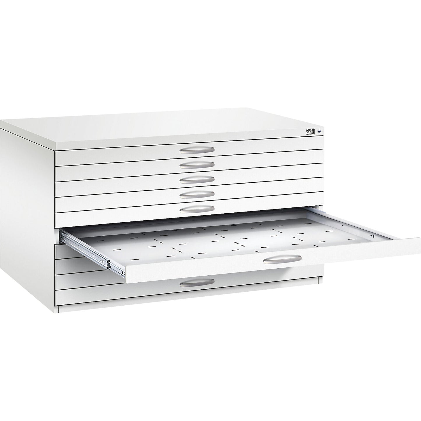Drawing cabinet, A0, 10 drawers, height 760 mm, traffic white.