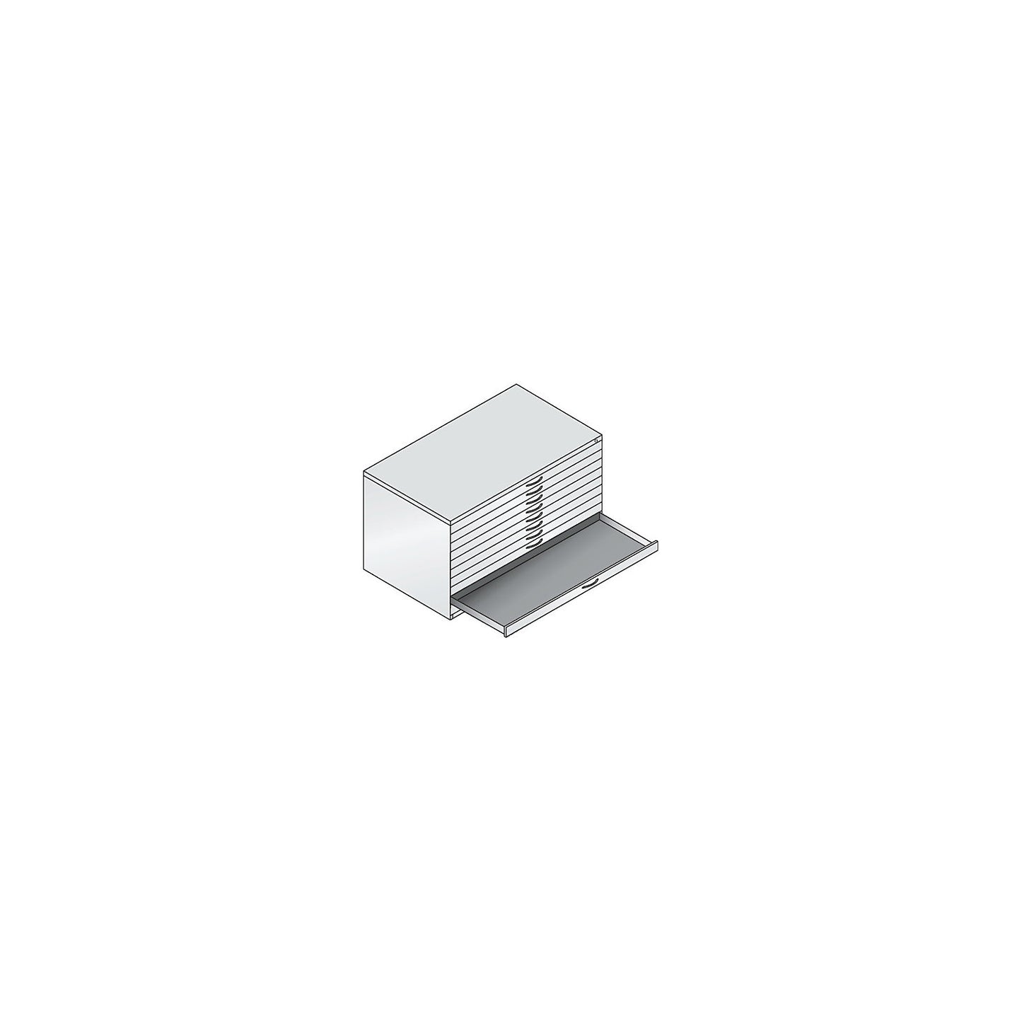 Drawing cabinet, A0, 10 drawers, height 760 mm, black grey.