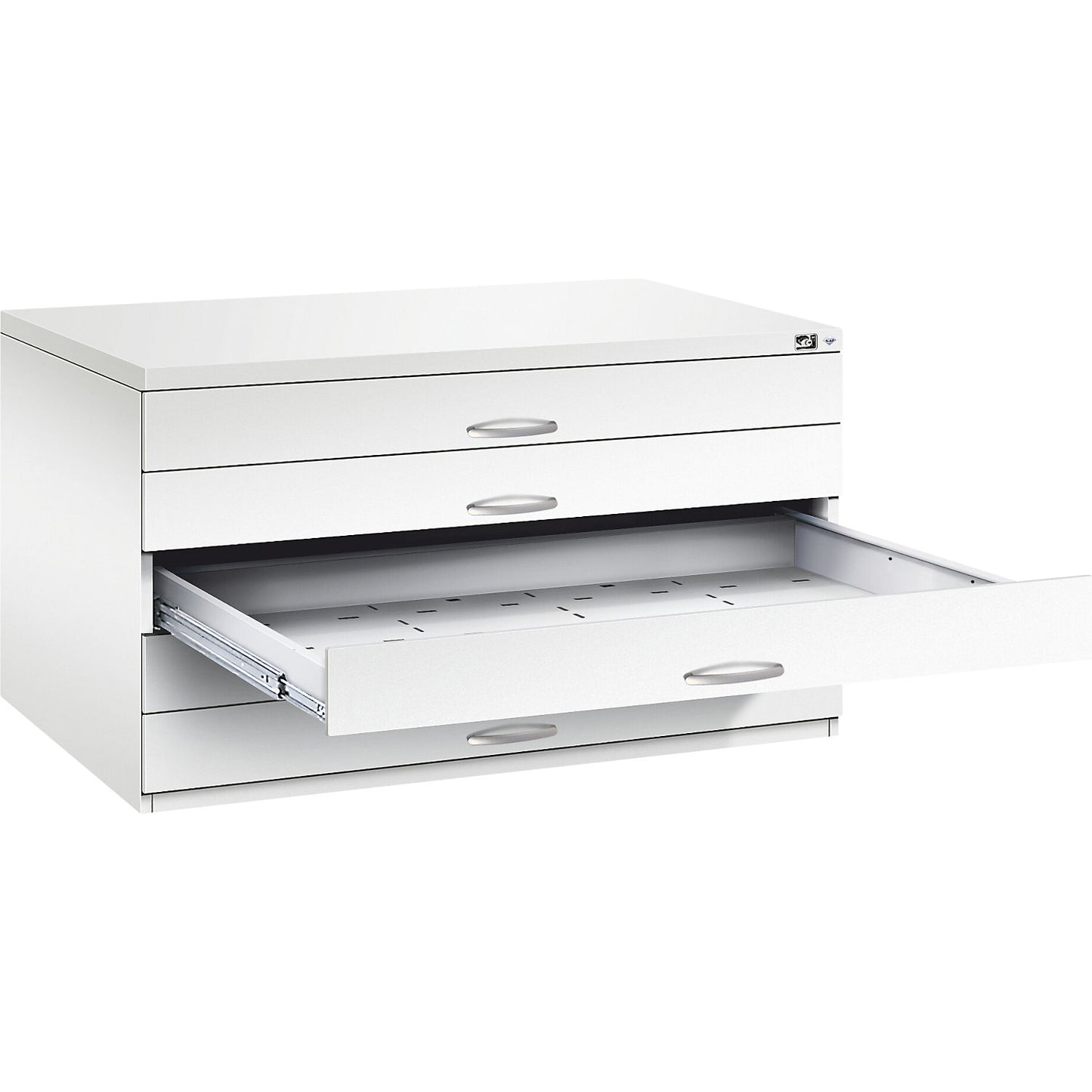 Drawing cabinet, A0, 5 drawers, height 760 mm, traffic white.