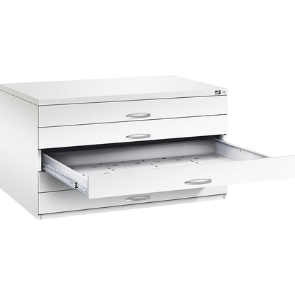 Drawing cabinet, A0, 5 drawers, height 760 mm, traffic white.