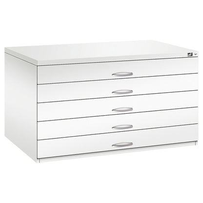 Drawing cabinet, A0, 5 drawers, height 760 mm, traffic white.