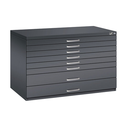 Drawing cabinet, A1, 8 drawers, height 760 mm, black grey.
