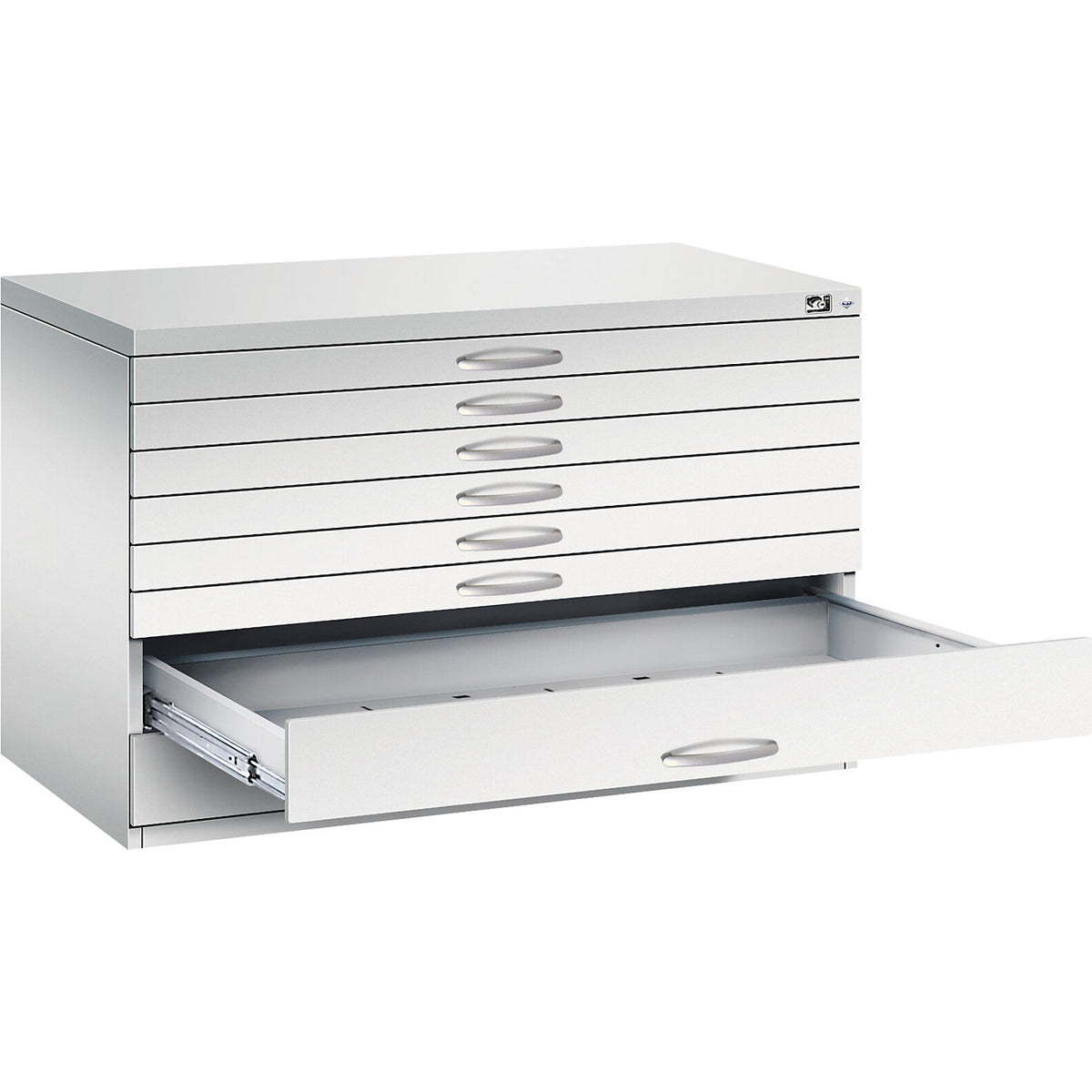 Drawing cabinet, A1, 8 drawers, height 760 mm, light grey.