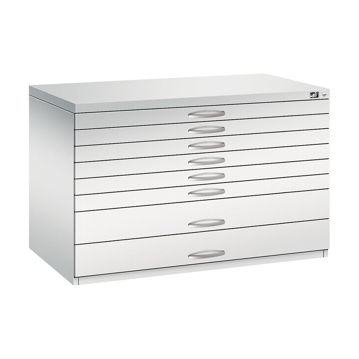 Drawing cabinet, A1, 8 drawers, height 760 mm, light grey.