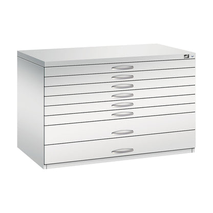 Drawing cabinet, A1, 8 drawers, height 760 mm, light grey.