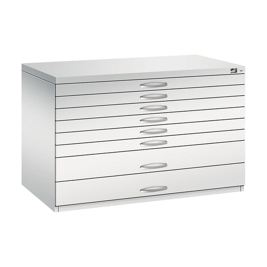 Drawing cabinet, A1, 8 drawers, height 760 mm, light grey.