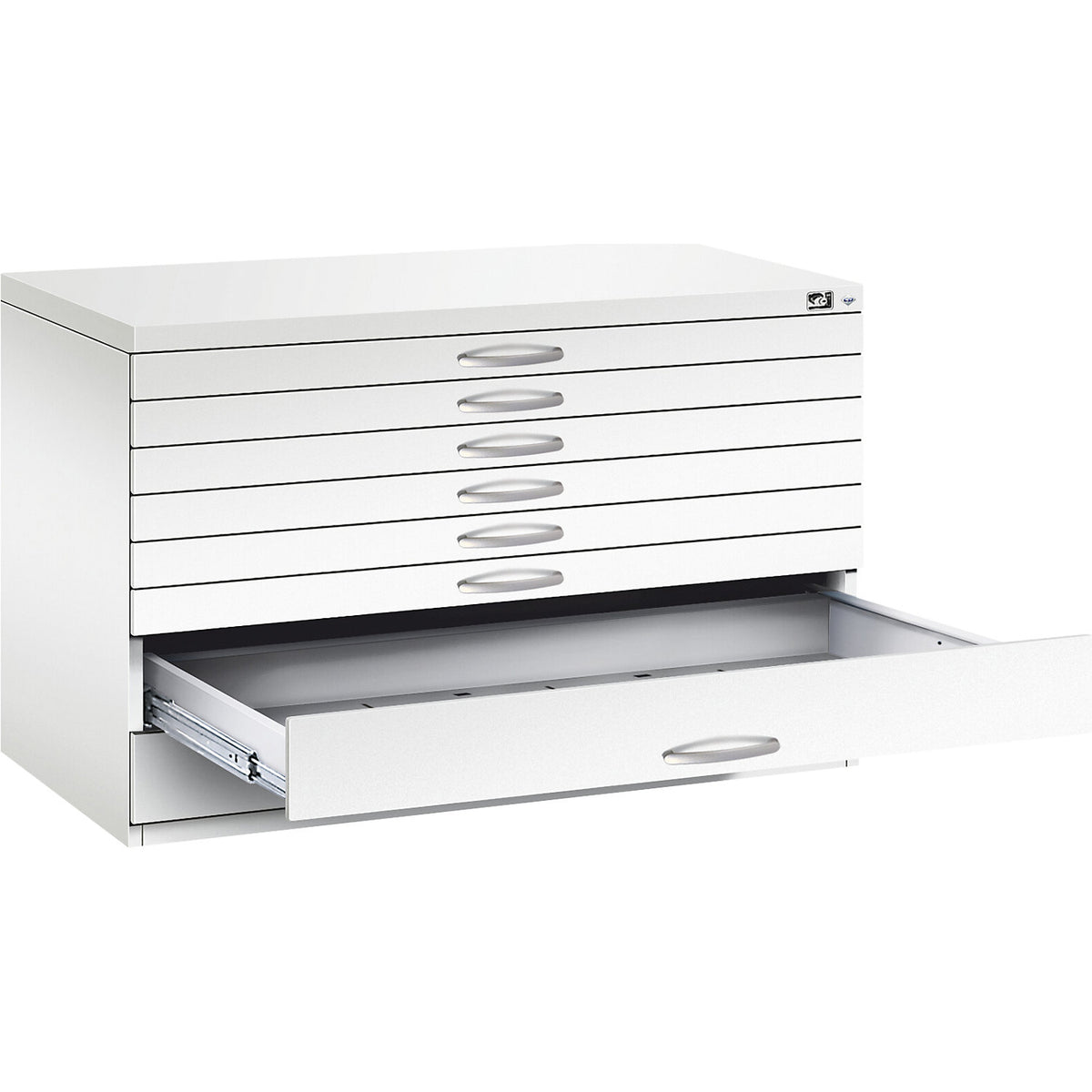 Drawing cabinet, A1, 8 drawers, height 760 mm, traffic white.