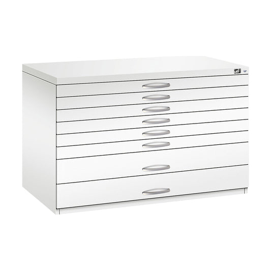 Drawing cabinet, A1, 8 drawers, height 760 mm, traffic white.