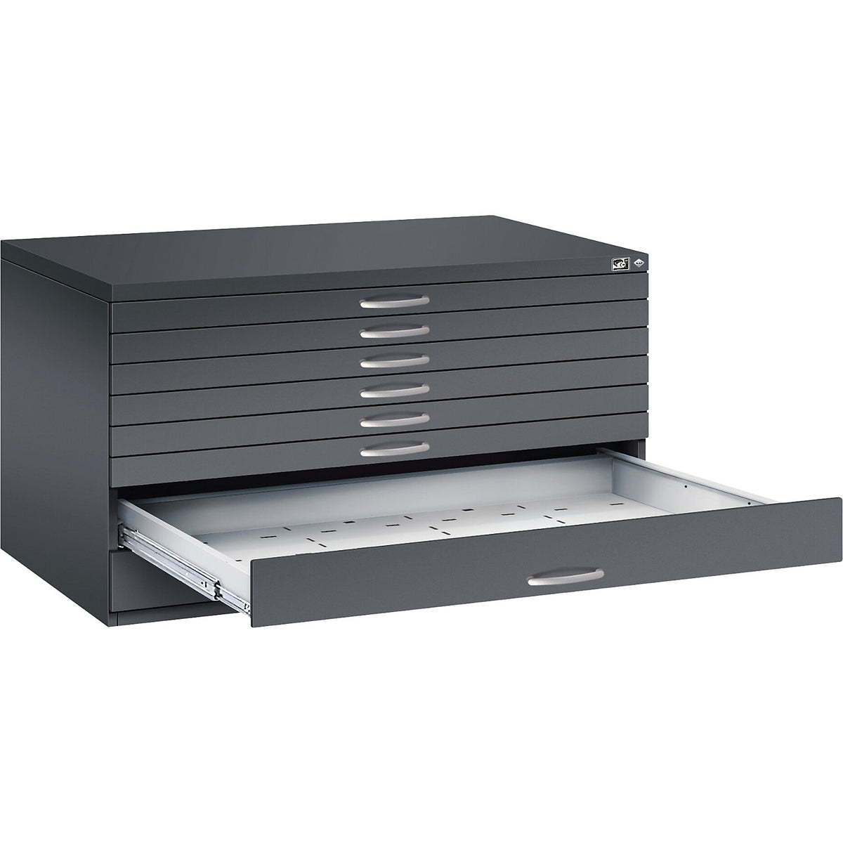 Drawing cabinet, A0, 8 drawers, height 760 mm, black grey.