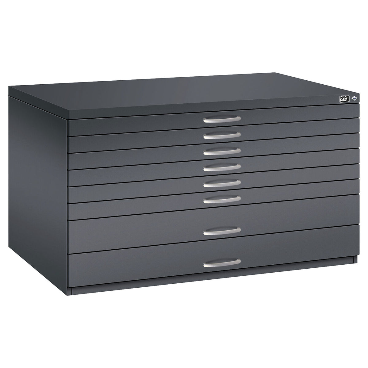 Drawing cabinet, A0, 8 drawers, height 760 mm, black grey.