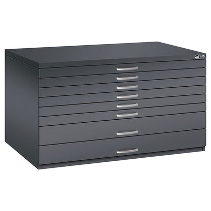 Drawing cabinet, A0, 8 drawers, height 760 mm, black grey.