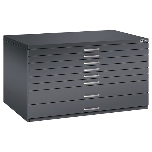 Drawing cabinet, A0, 8 drawers, height 760 mm, black grey.
