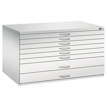 Drawing cabinet, A0, 8 drawers, height 760 mm, light grey.