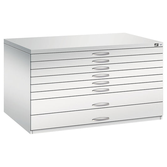 Drawing cabinet, A0, 8 drawers, height 760 mm, light grey.