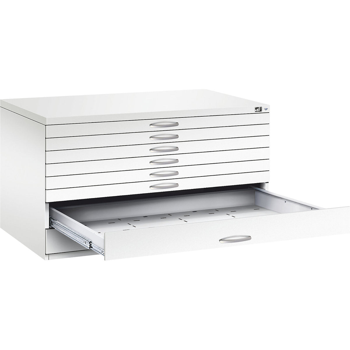 Drawing cabinet, A0, 8 drawers, height 760 mm, traffic white.