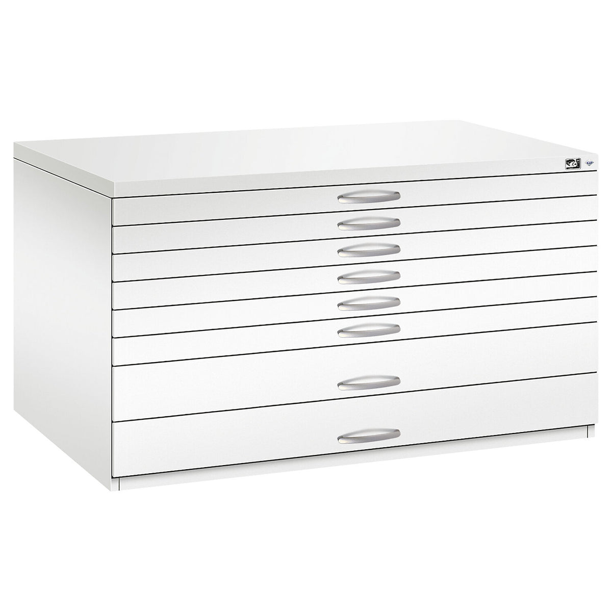 Drawing cabinet, A0, 8 drawers, height 760 mm, traffic white.