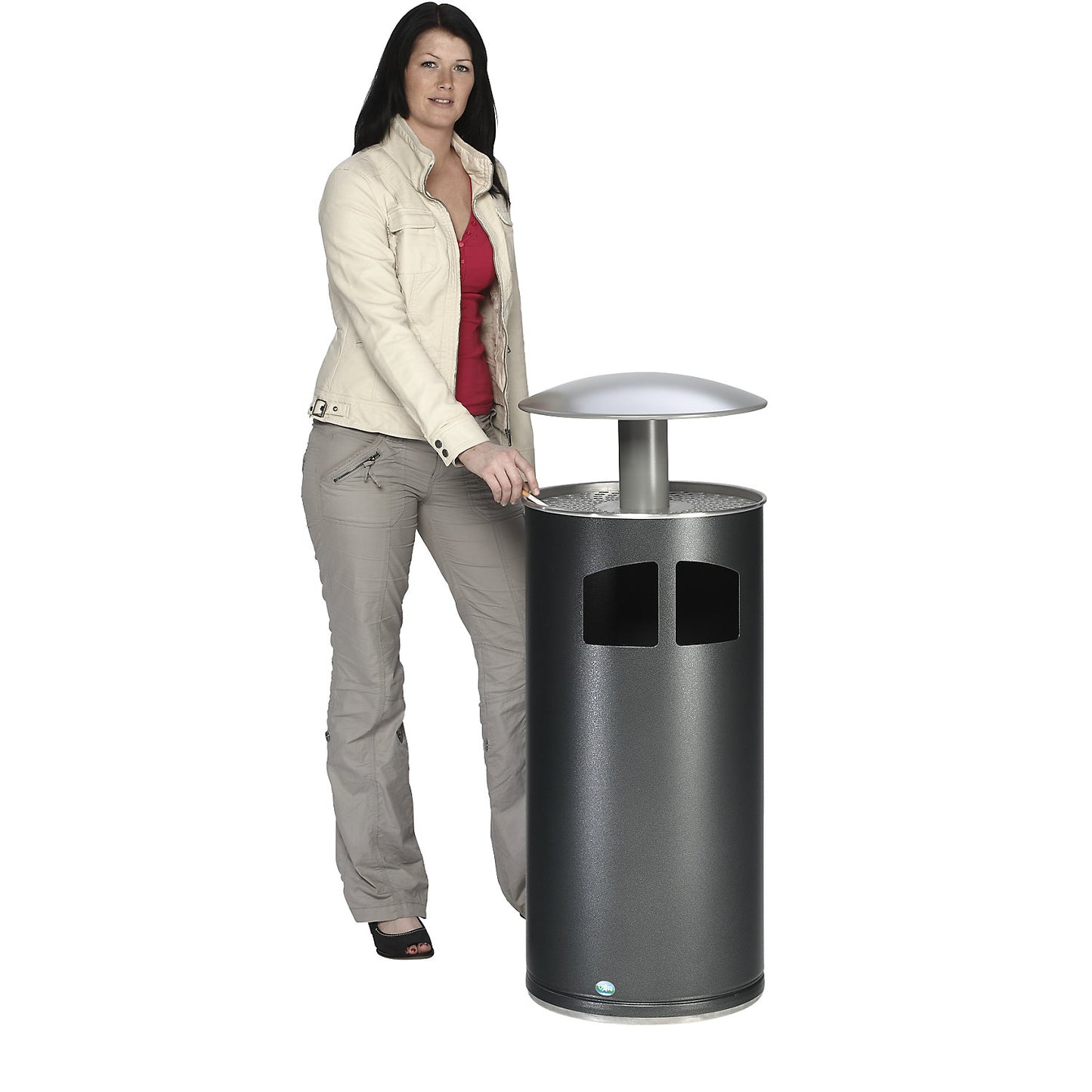 Waste collector/ashtray including inner container, capacity 75 l, silver.