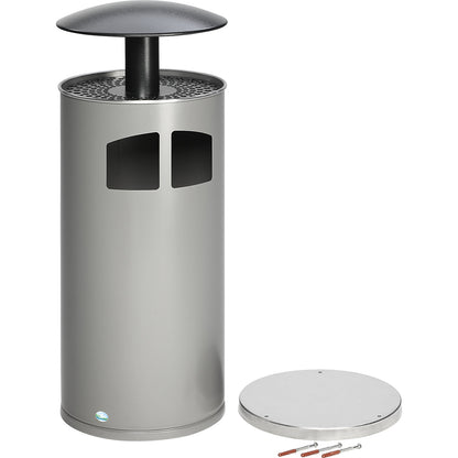 Waste collector/ashtray including inner container, capacity 75 l, antique silver.
