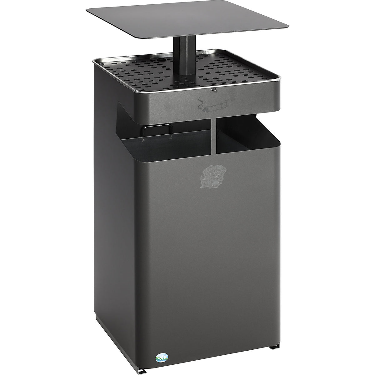 Waste collector/ashtray, with hood, capacity 38 l, capacity 72l, micaceous iron oxide.