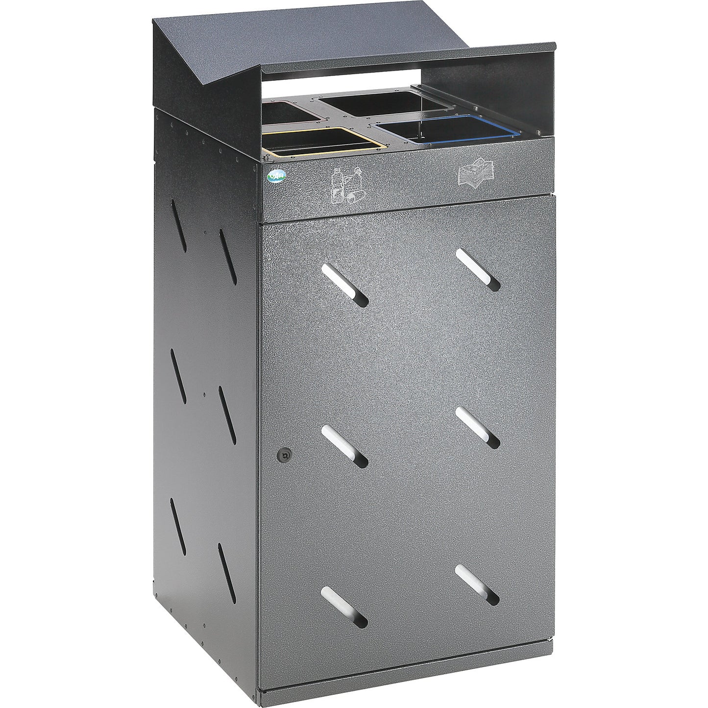Waste collection station, 4 deposit holes, capacity 200 l, antique silver.