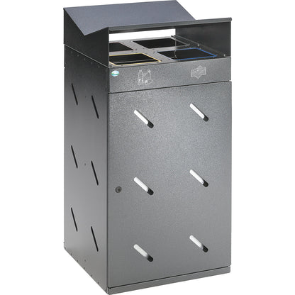 Waste collection station, 4 deposit holes, capacity 200 l, antique silver.