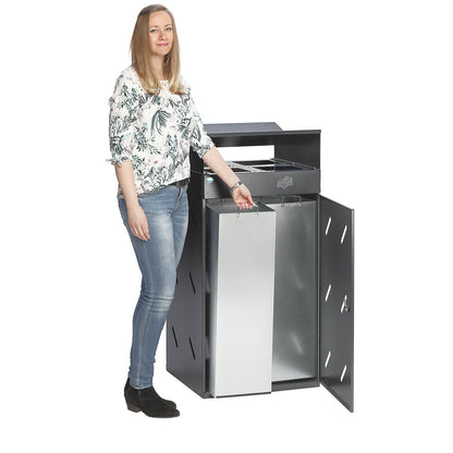 Waste collection station, 4 deposit holes, capacity 200 l, antique silver.