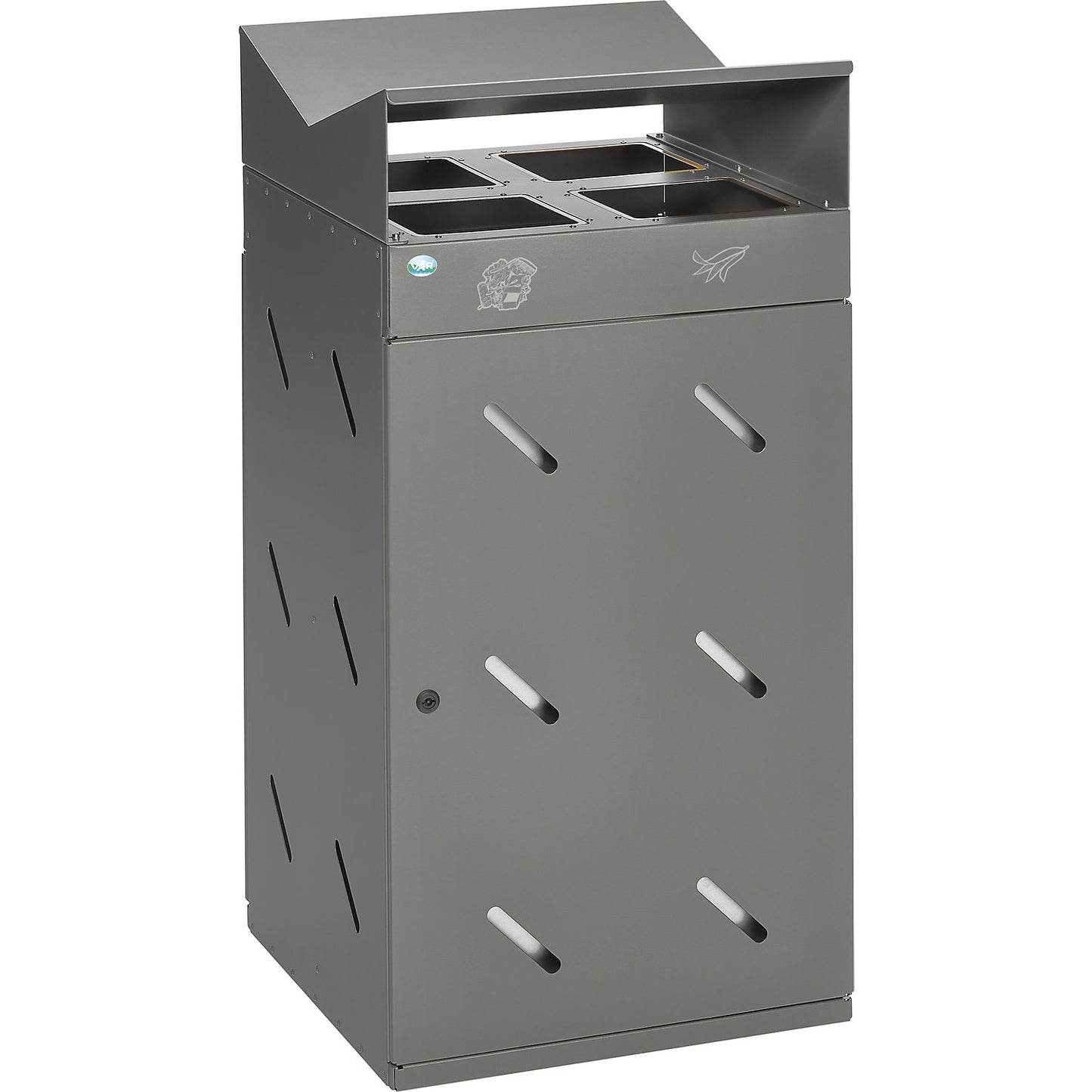 Waste collection station, 4 deposit holes, capacity 200 l, iron glimmer.