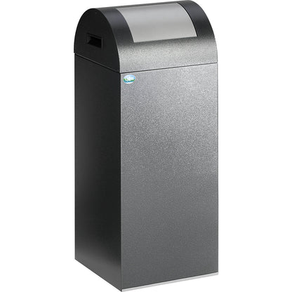 Self extinguishing recyclable waste collector, capacity 60 l, HxWxD 800 x 320 x 320 mm, antique silver, silver flap.