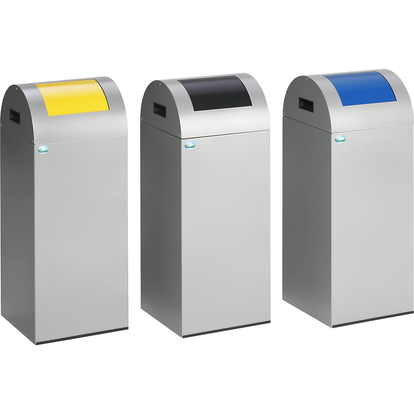 Self extinguishing recyclable waste collector, capacity 60 l, HxWxD 800 x 320 x 320 mm, silver, charcoal flap.