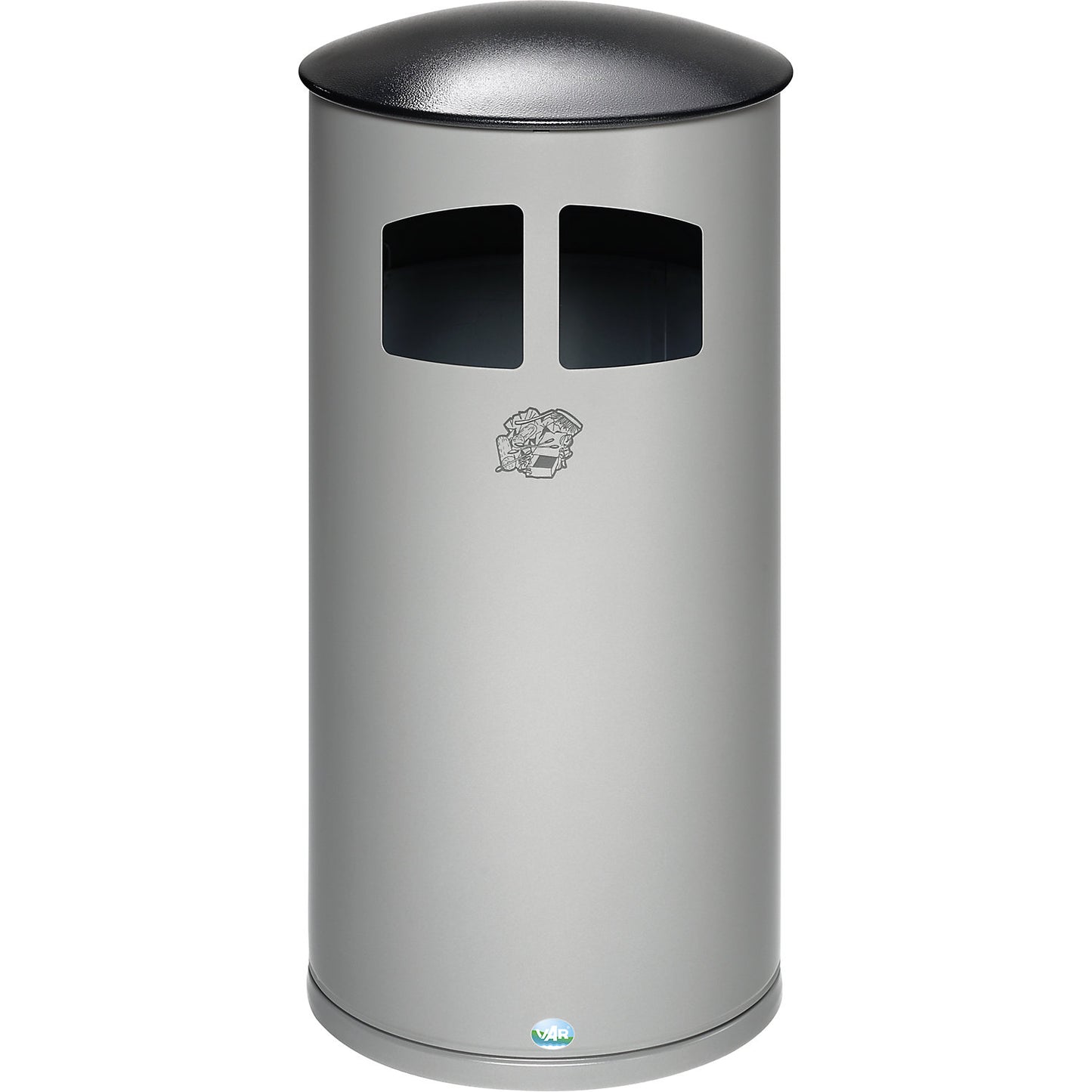 Waste collector for outdoors, 75 l, with inner container, silver.