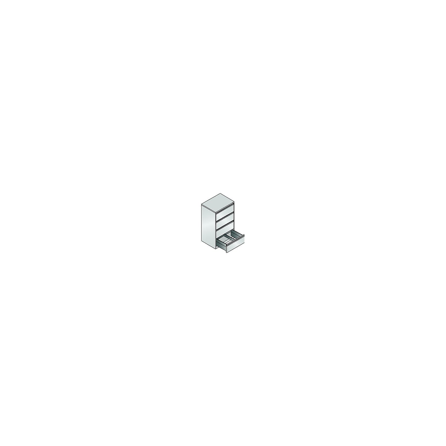 ACURADO suspension filing cabinet, zinc plated, 2 track, 4 drawers, light grey.