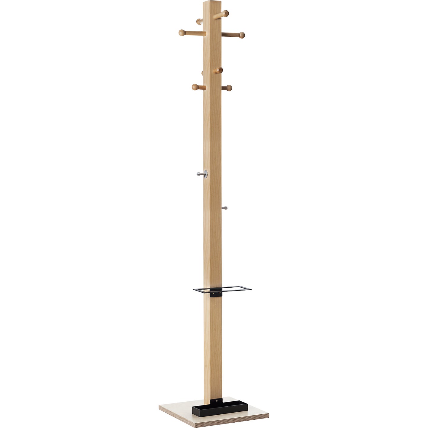 easyCloth coat stand, solid wood, 8 small hooks, black umbrella stand.