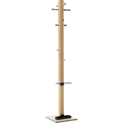 easyCloth coat stand, solid wood, 8 small hooks, black umbrella stand.