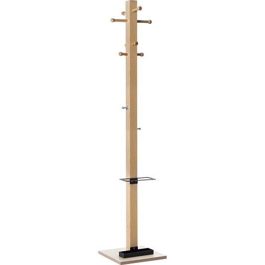 easyCloth coat stand, solid wood, 8 small hooks, black umbrella stand.