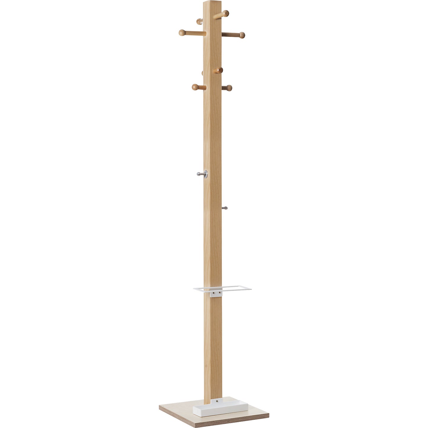 easyCloth coat stand, solid wood, 8 small hooks, white umbrella stand.