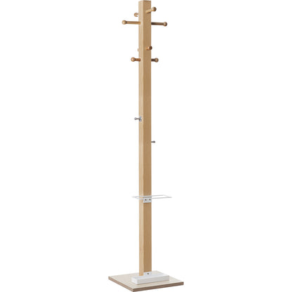 easyCloth coat stand, solid wood, 8 small hooks, white umbrella stand.