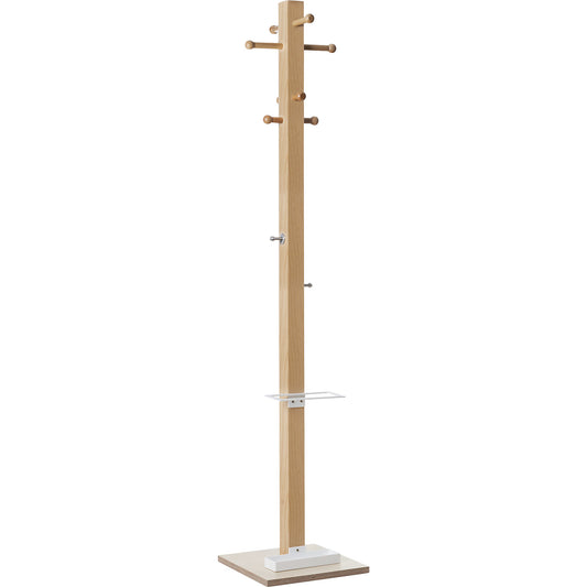 easyCloth coat stand, solid wood, 8 small hooks, white umbrella stand.